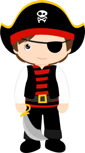 Adorable Cartoon Pirate Character Clipart - Young Buccanneer Adventure Design