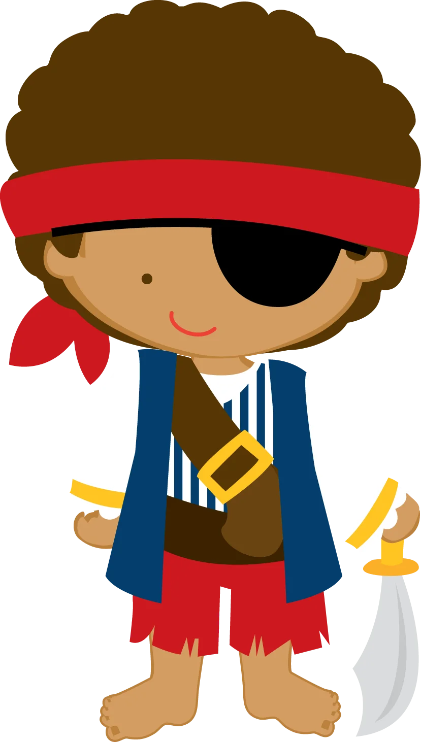 Adorable Little Pirate Boy with Curly Hair Playful Cartoon Clipart Adventure
