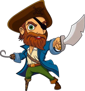 Adventurous One-Eyed Bearded Pirate Sailor Cartoon Clipart Character Design