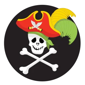 Classic Pirate Skull and Crossbones Clipart with Red Captain's Hat