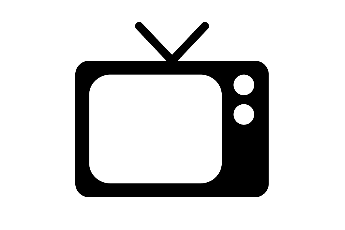 Classic Television Icon Minimalist Black and White Clipart Design