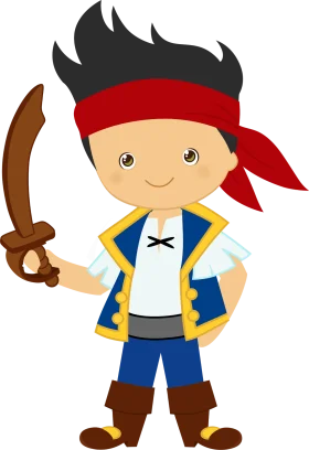 Cute Young Adventurer Pirate Clipart - Playful Cartoon Character Design