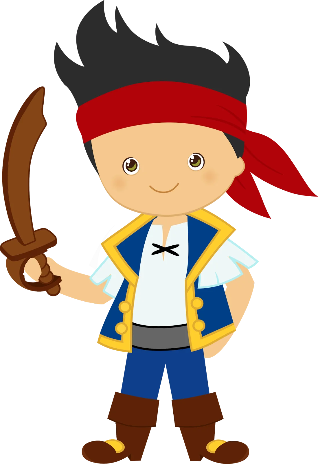 Cute Young Adventurer Pirate Clipart - Playful Cartoon Character Design