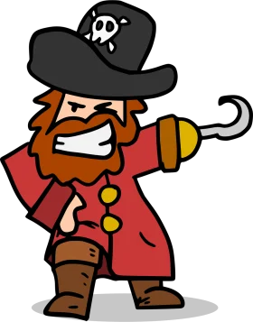 Fierce Cartoon Pirate Clipart with Iconic Hook Hand and Adventurous Stance