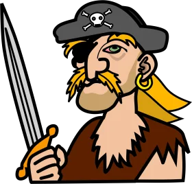 Fierce One-Eyed Pirate Warrior Clipart Illustration with Sword and Determination