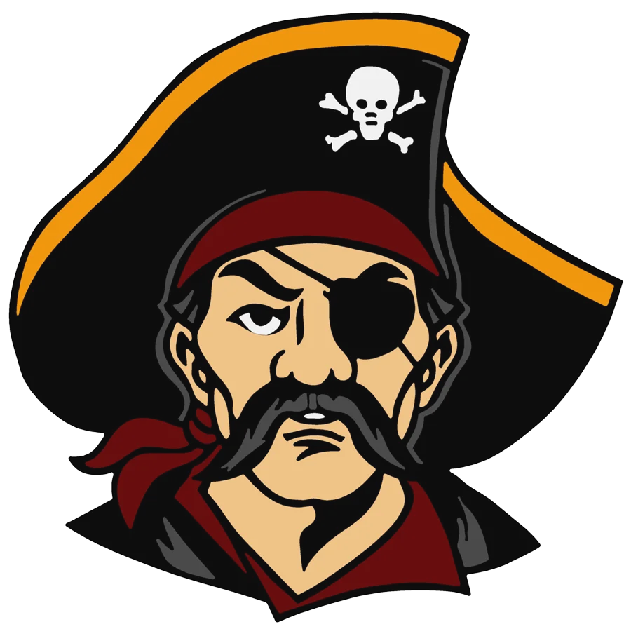 Fierce Pirate Captain Mascot with Skull Emblem Clipart Illustration Design