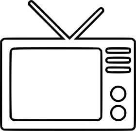 Minimalist Black and White Television Clipart with Simple Line Design