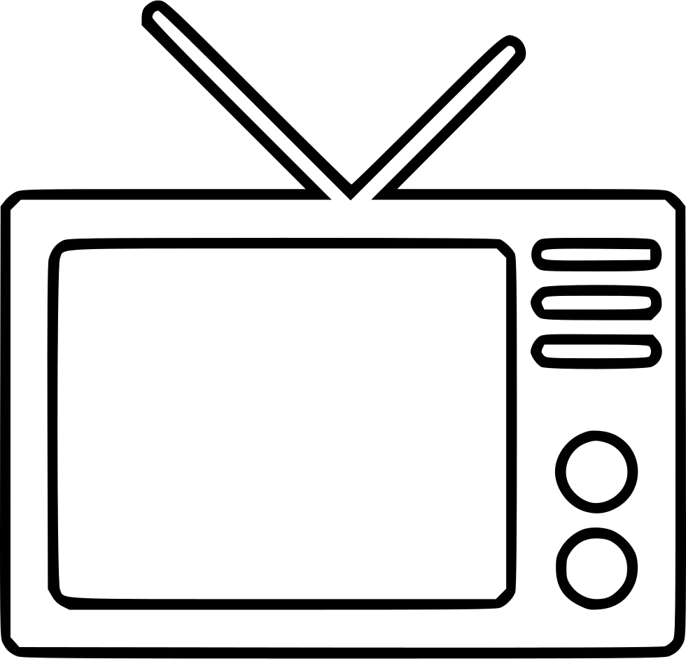 Minimalist Black and White Television Clipart with Simple Line Design