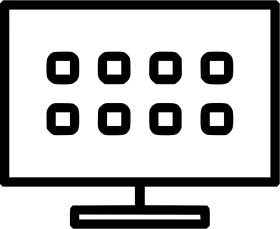 Minimalist Black and White Television Screen Clipart Design with Grid Layout