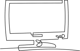 Minimalist Line Art Television Clipart - Simple Sleek Design Sketch