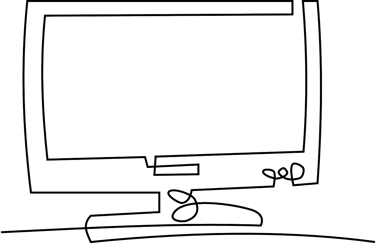Minimalist Line Art Television Clipart - Simple Sleek Design Sketch