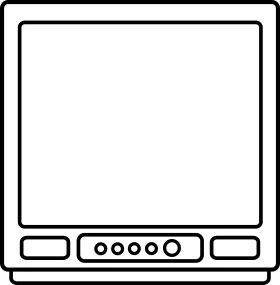 Minimalist Television Screen Outline Clipart - Simple Retro Design Sketch
