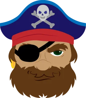 Playful Cartoon Pirate Character with Eye Patch and Skull Hat Clipart Illustration