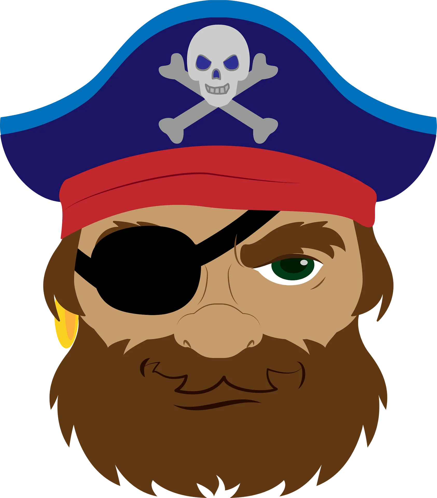 Playful Cartoon Pirate Character with Eye Patch and Skull Hat Clipart Illustration