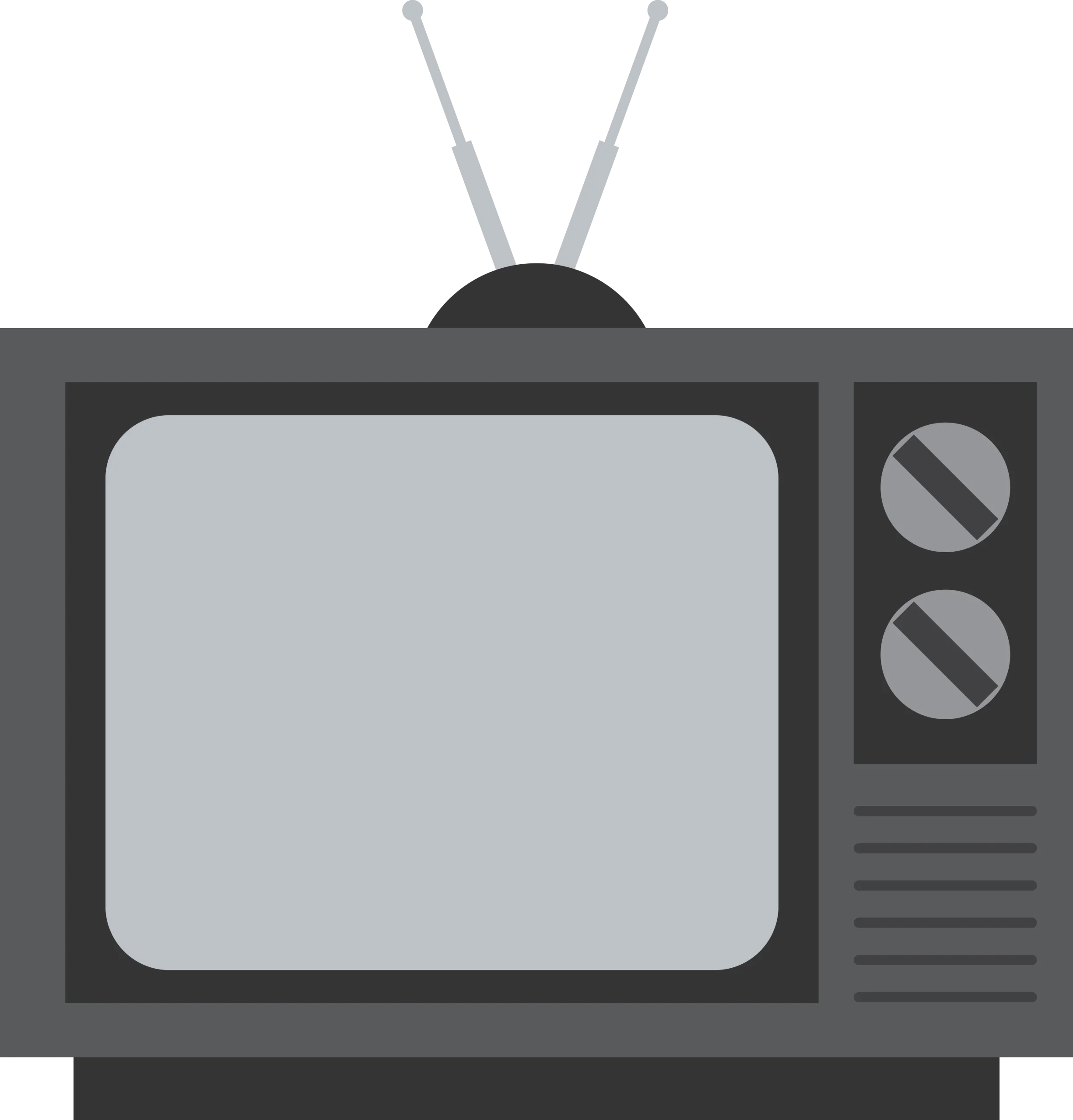 Retro Analog Television Clipart: Nostalgic Monochrome Electronic Device Illustration