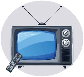 Retro Analog Television Clipart with Remote Control in Nostalgic Design