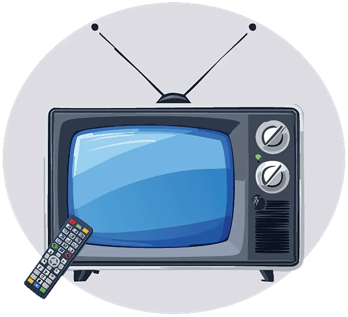 Retro Analog Television Clipart with Remote Control in Nostalgic Design