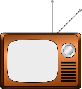 Retro Orange Vintage Television Clipart Illustration with Antenna