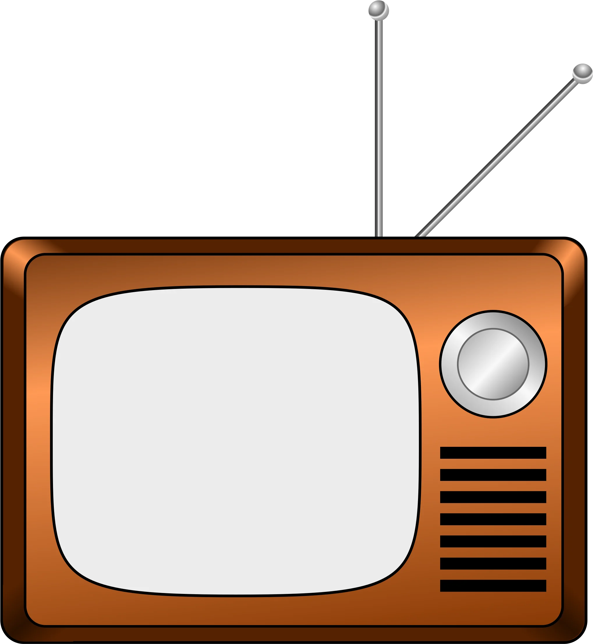 Retro Orange Vintage Television Clipart Illustration with Antenna