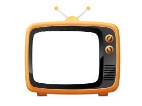 Retro Orange Vintage Television Clipart with Antenna and Blank Screen