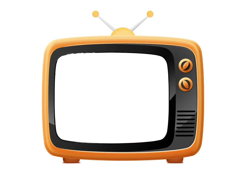Retro Orange Vintage Television Clipart with Antenna and Blank Screen