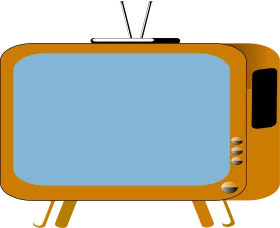 Retro Orange Vintage Television Clipart with Sleek Blue Screen Design