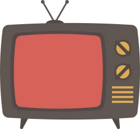 Retro Television Clipart: Nostalgic Vintage Screen with Warm Color Palette