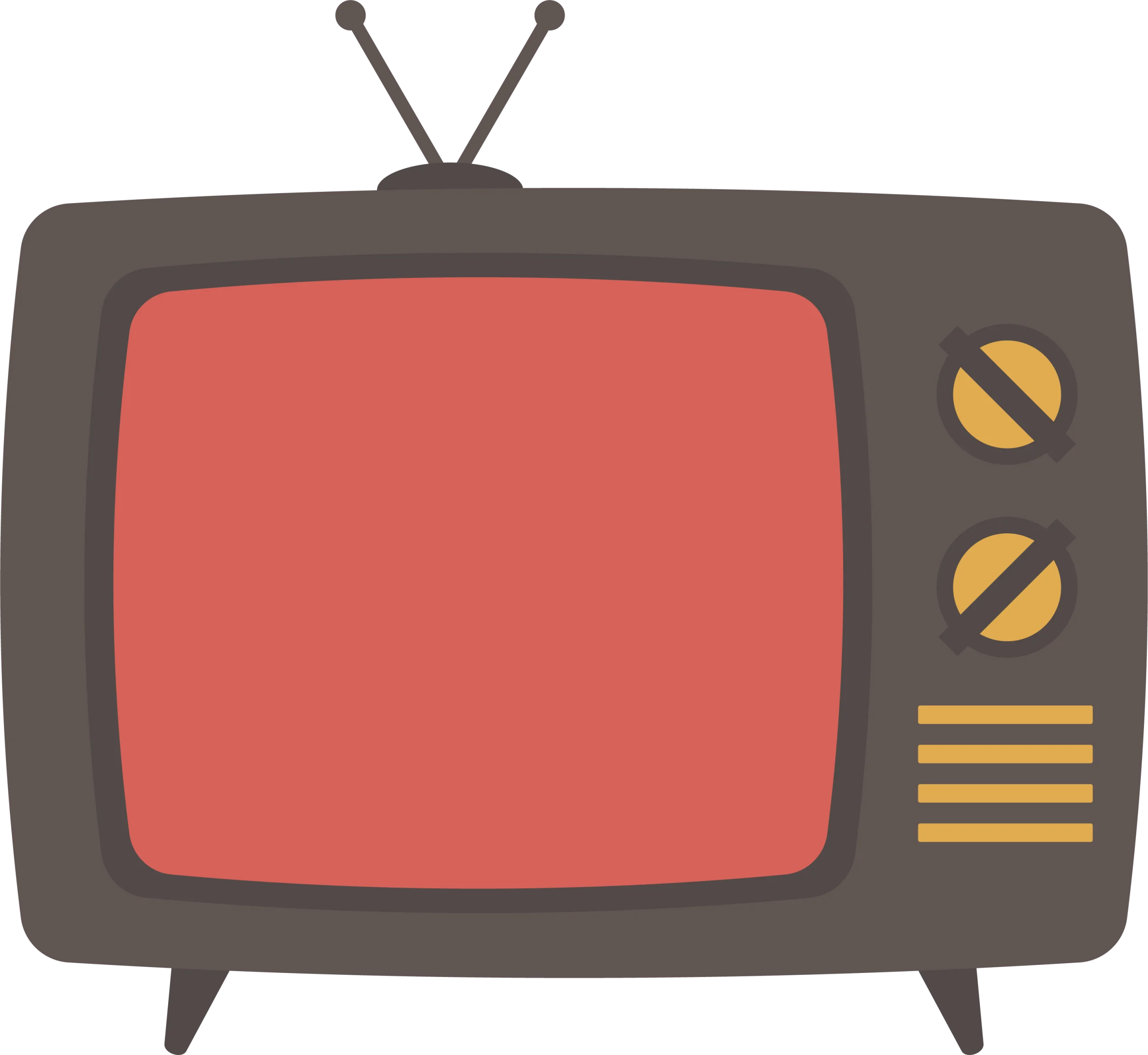 Retro Television Clipart: Nostalgic Vintage Screen with Warm Color Palette