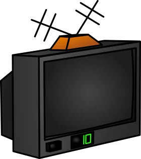 Retro Television Clipart with Antenna and Digital Display - Classic Electronics Graphic