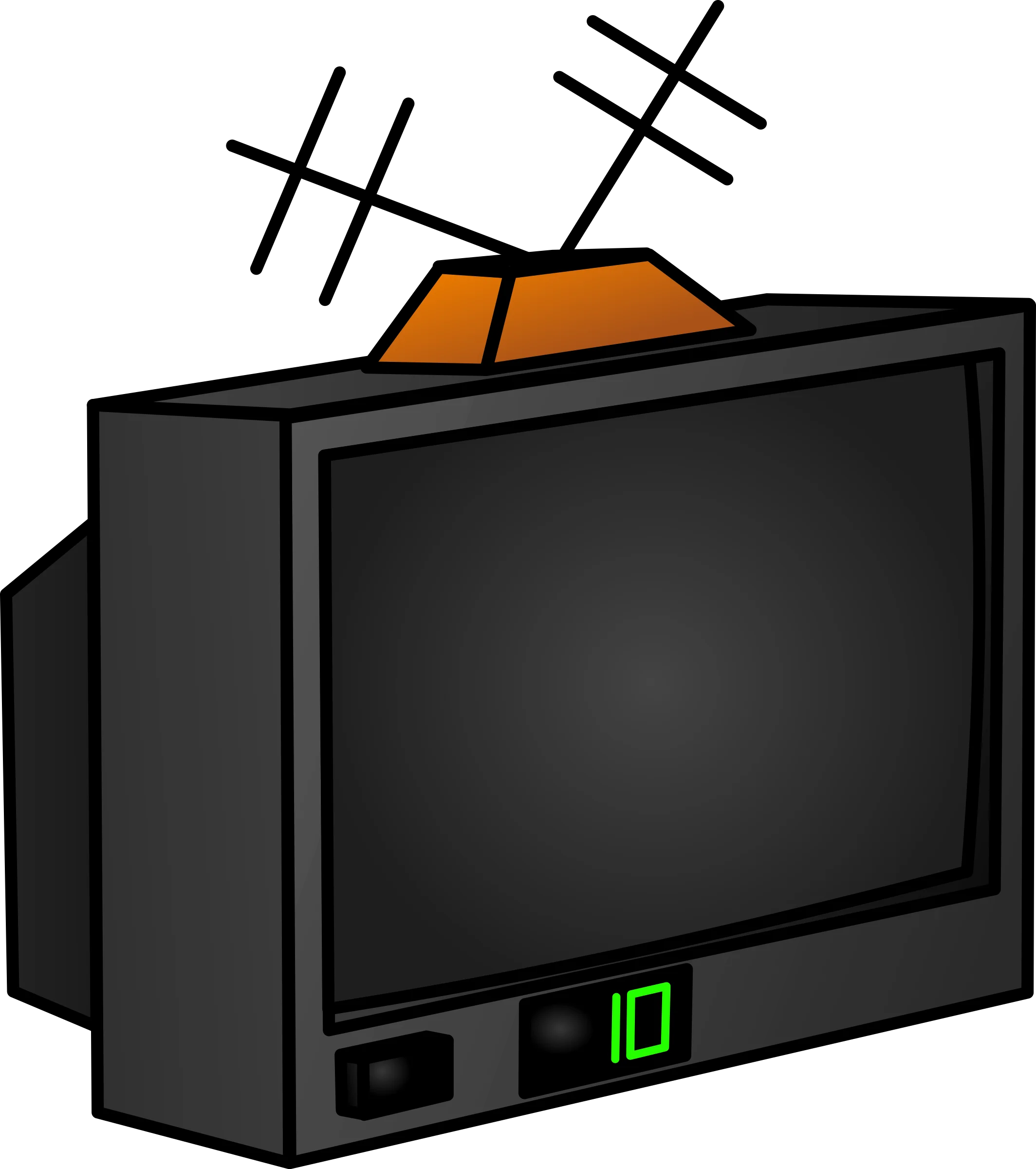 Retro Television Clipart with Antenna and Digital Display - Classic Electronics Graphic