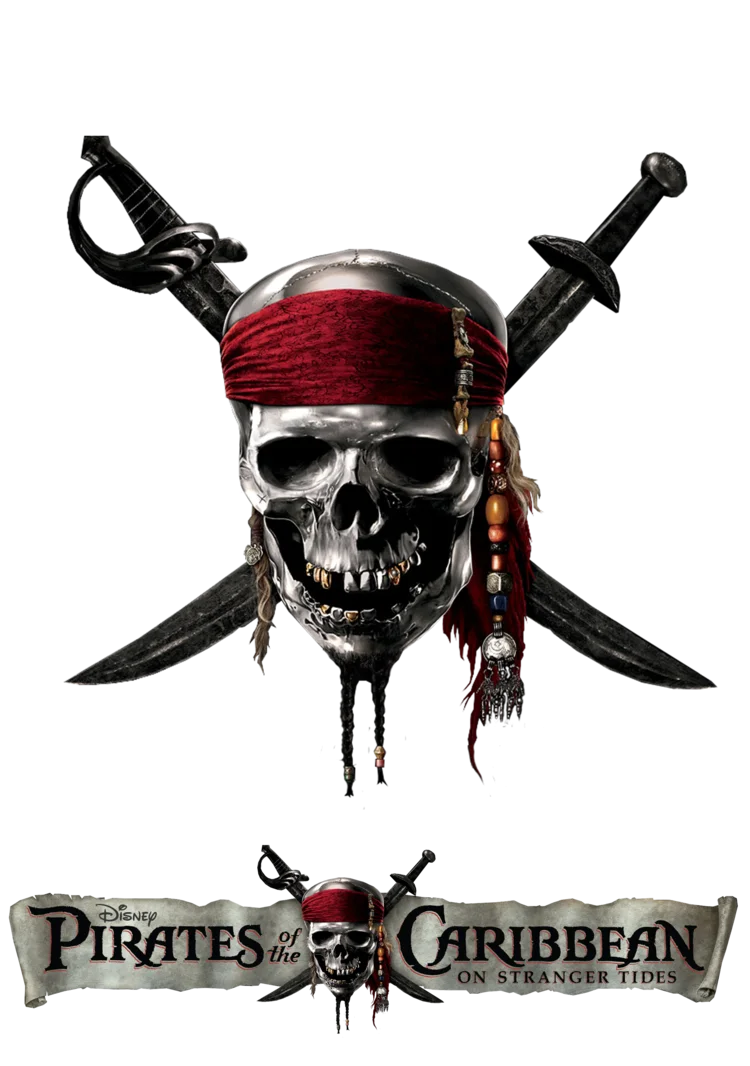 Skull and Crossed Swords Pirate Caribbean Clipart Logo Design