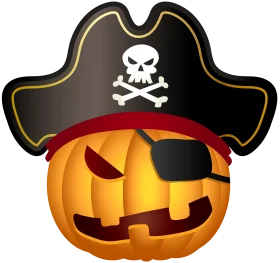 Spooky Pirate Pumpkin Jack-o'-Lantern Halloween Seasonal Clipart Design