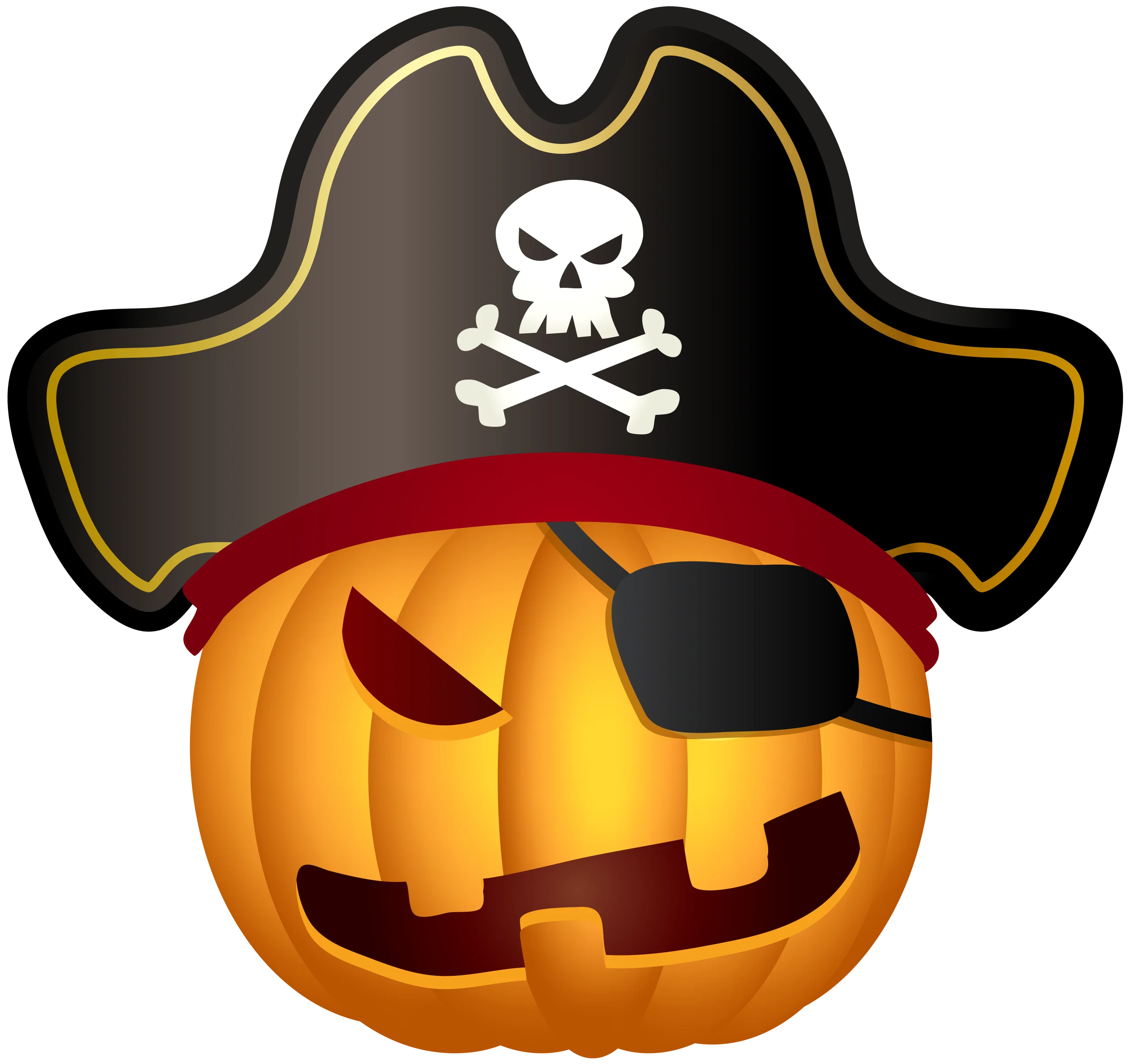 Spooky Pirate Pumpkin Jack-o'-Lantern Halloween Seasonal Clipart Design