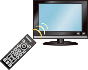 Television Remote Control and Screen Wireless Signal Transmission Clipart Illustration