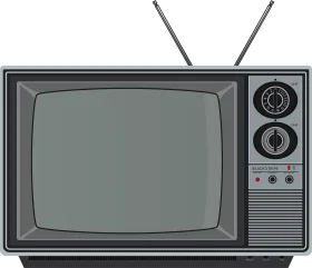 Vintage Black and White Television Clipart Illustration with Retro Design