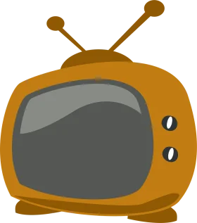 Vintage Golden Retro Television Clipart with Rounded Screen and Antennas