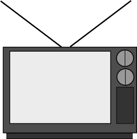 Vintage Monochrome Television Clipart with Retro Antenna Design