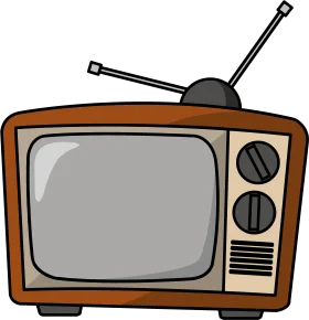 Vintage Retro Television Clipart - Classic Analog TV Illustration with Antenna