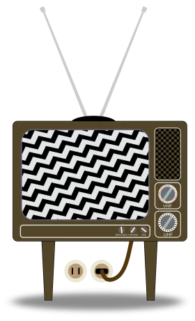 Vintage Retro Television Clipart with Zigzag Screen and Metallic Antenna