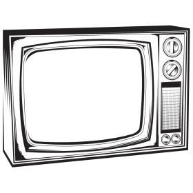 Vintage Television Clipart Illustration: Nostalgic Retro TV Line Art Design