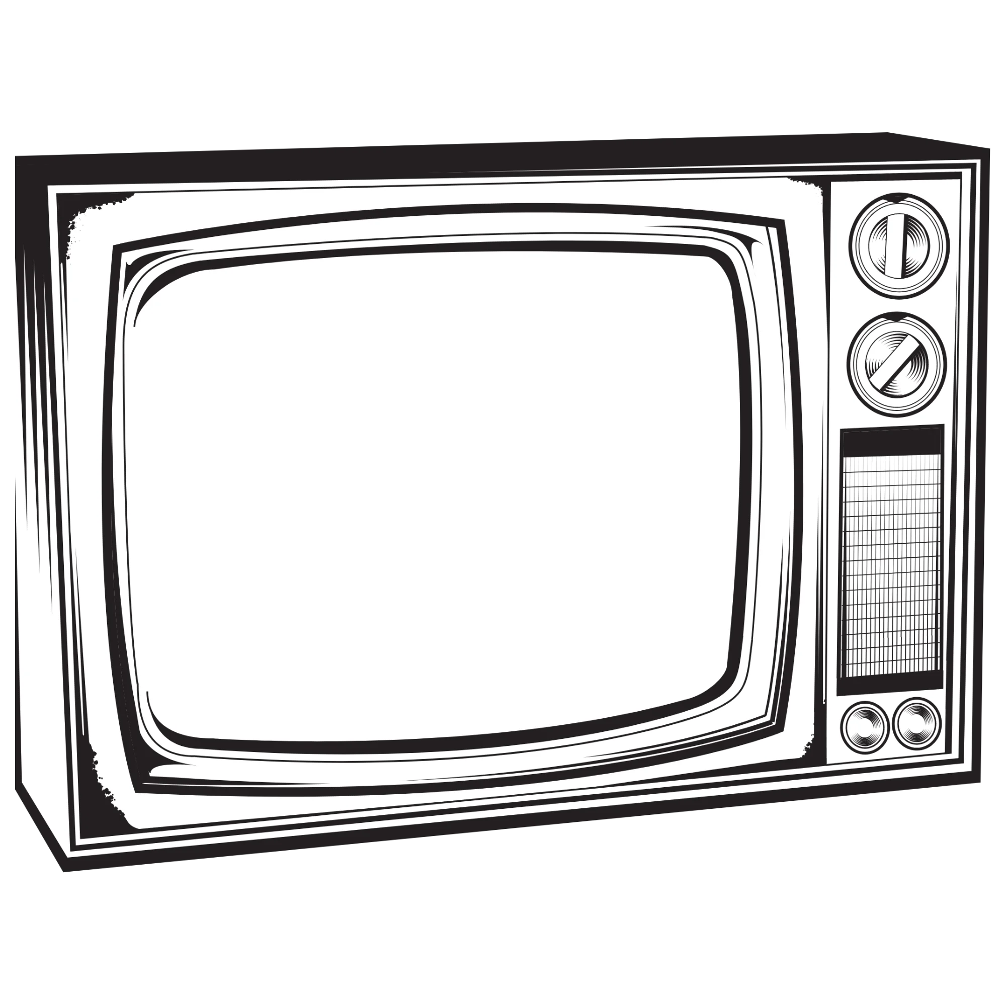 Vintage Television Clipart Illustration: Nostalgic Retro TV Line Art Design
