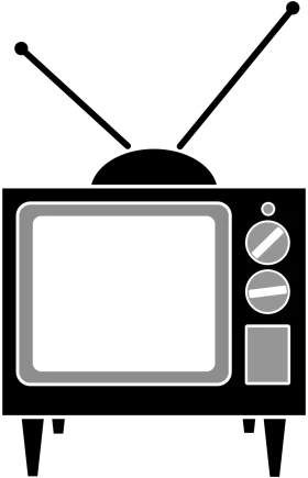 Vintage Television Clipart: Retro Black and White Classic TV Illustration Design