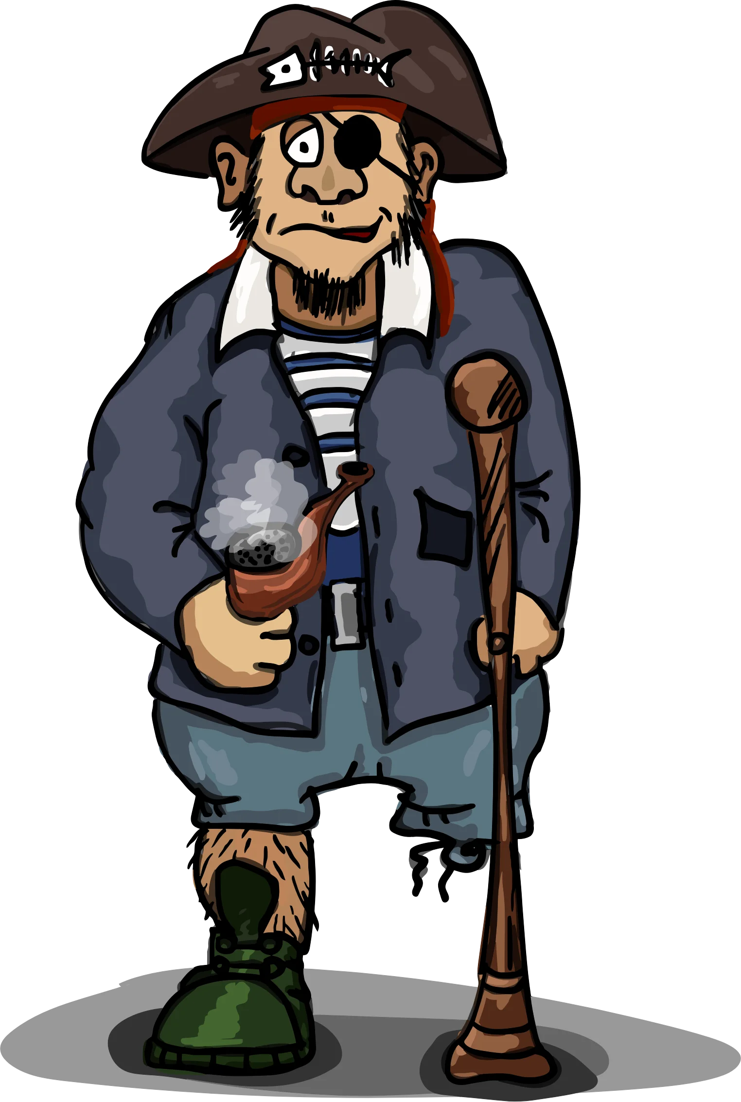 Whimsical One-Eyed Pirate Character Cartoon Clipart with Vintage Charm