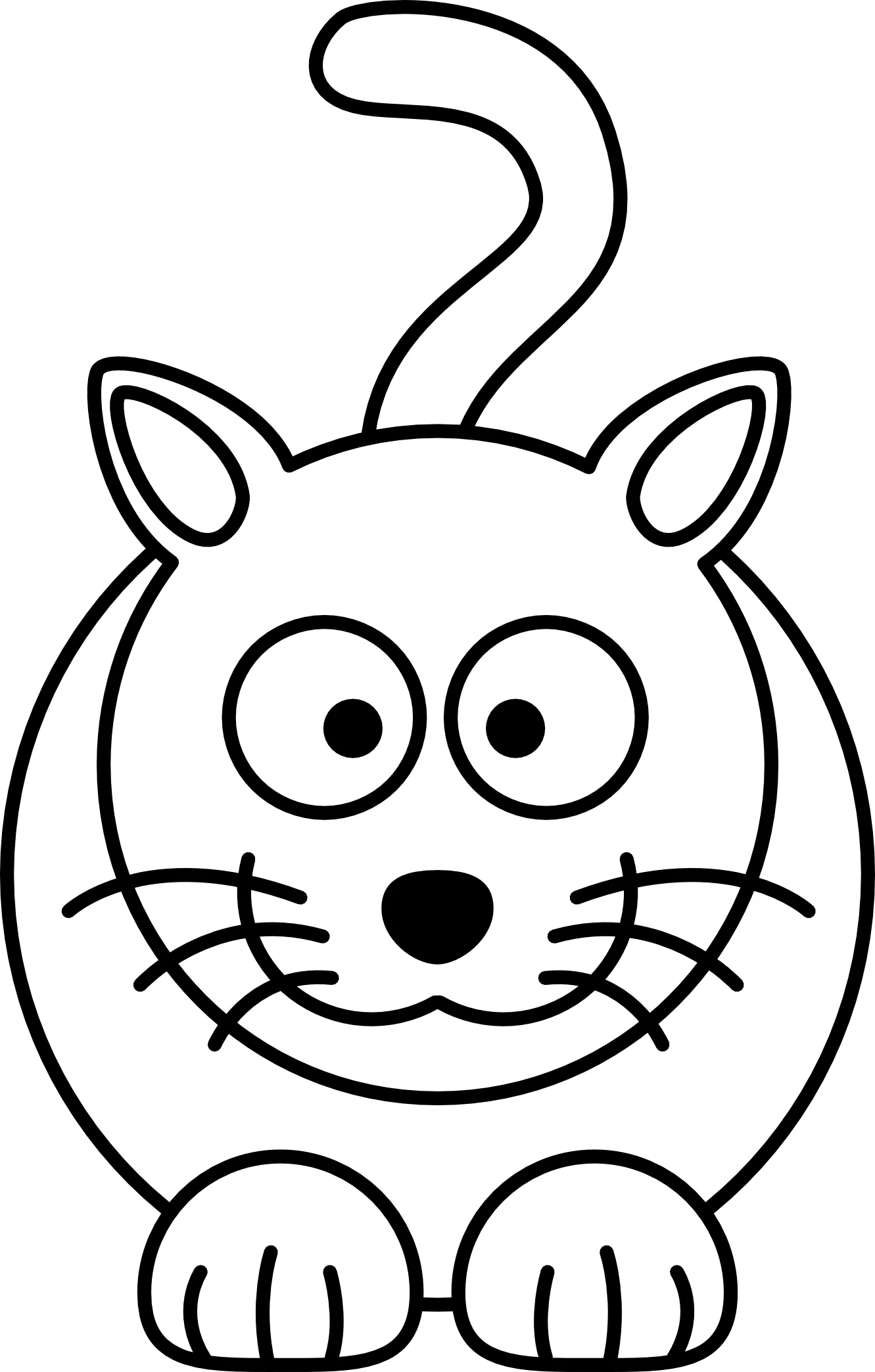 Adorable Cartoon Cat Clipart: A Whimsical Black and White Line Drawing