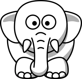 Adorable Cartoon Elephant Clipart: A Whimsical Black and White Illustration