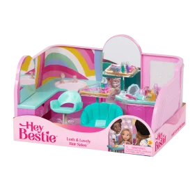 Adorable Hey Bestie Kids Hair Salon Playset Clipart with Rainbow Design