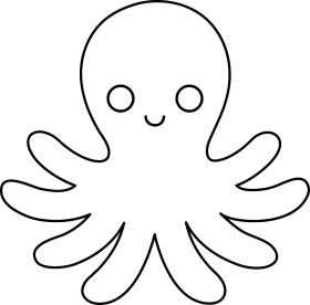 Adorable Kawaii Octopus Clipart: A Cute Monochrome Sea Creature Design
