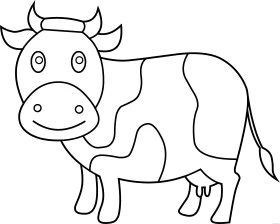 Charming Black and White Cow Clipart: A Playful Outline for Creative Coloring