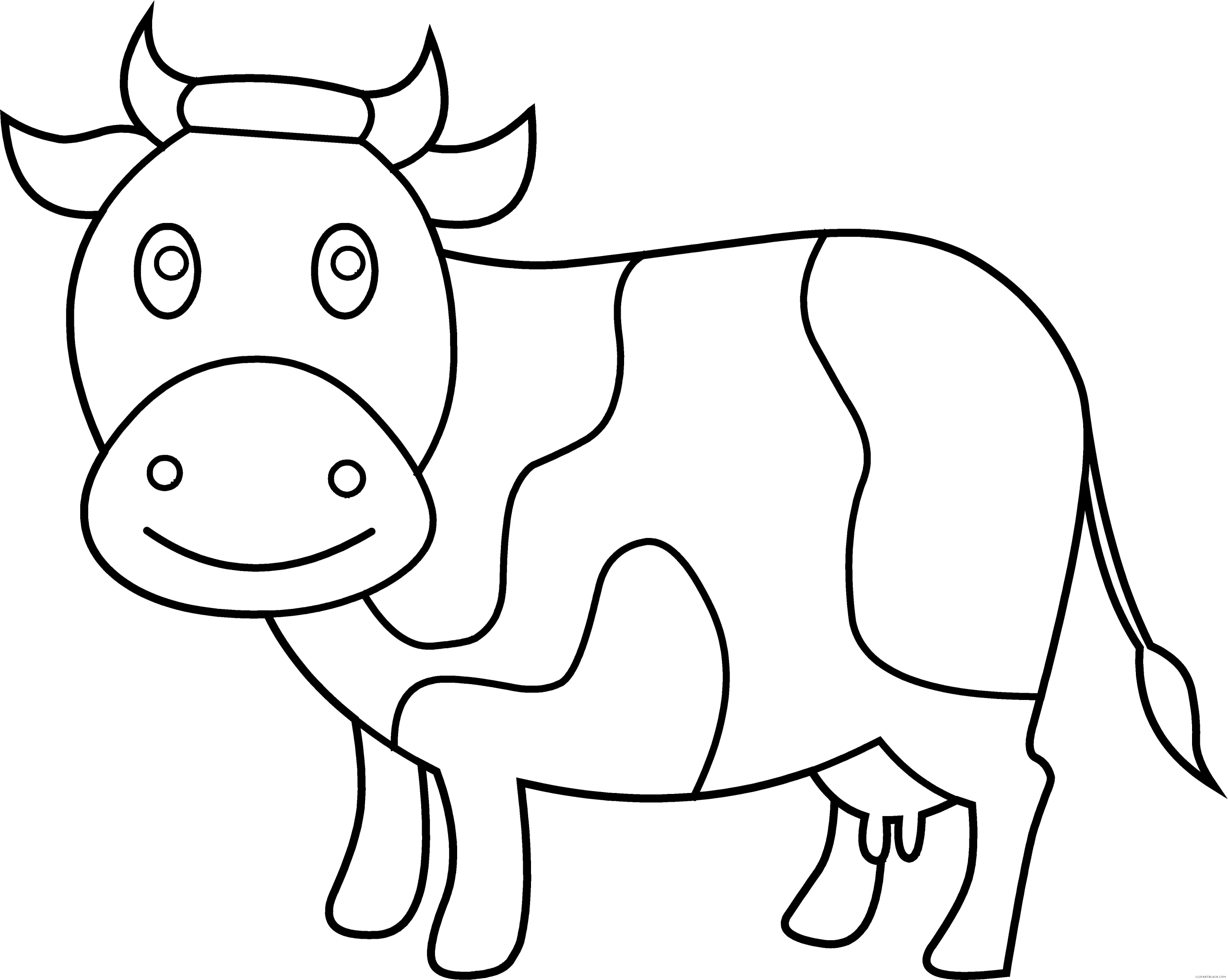 Charming Black and White Cow Clipart: A Playful Outline for Creative Coloring