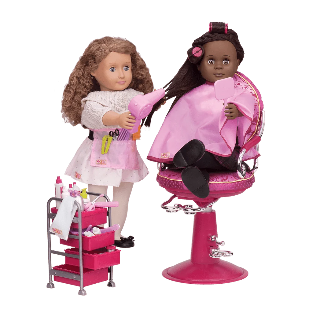 Charming Doll Hair Salon Clipart: Stylish Miniature Grooming Scene